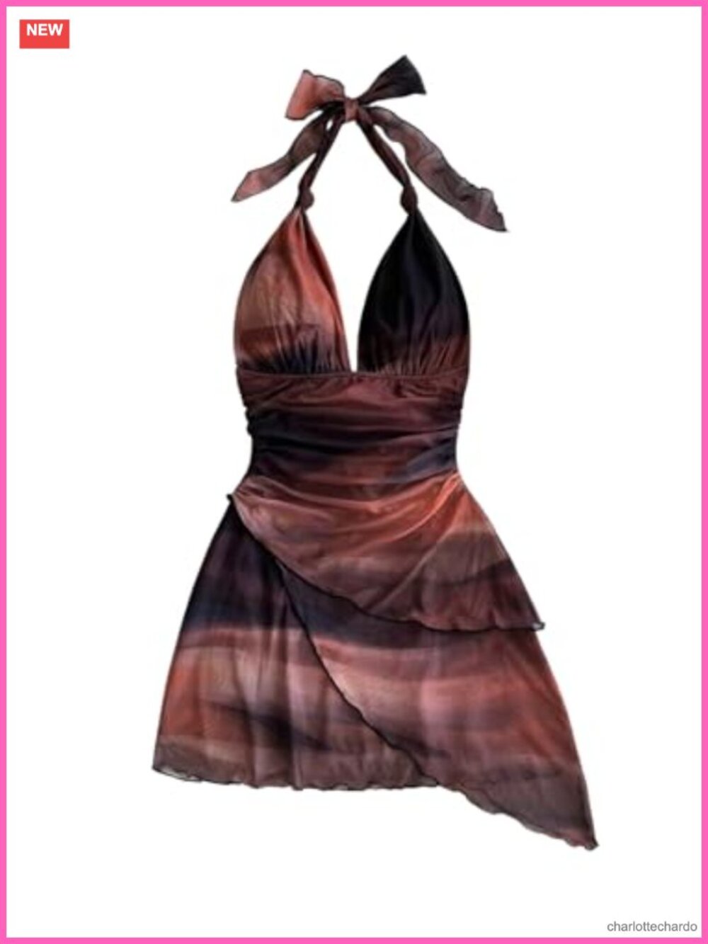 Women's Y2K Halter V Neck Open Back Mesh Bodycon Mini Dress